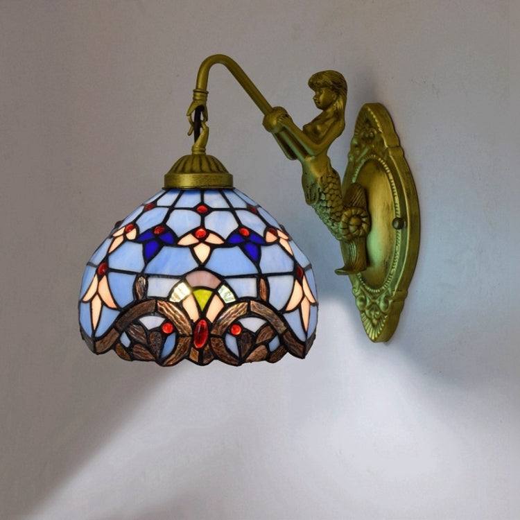 YWXLight Mediterranean Retro Stained Glass Living Room Dining Room Bedro