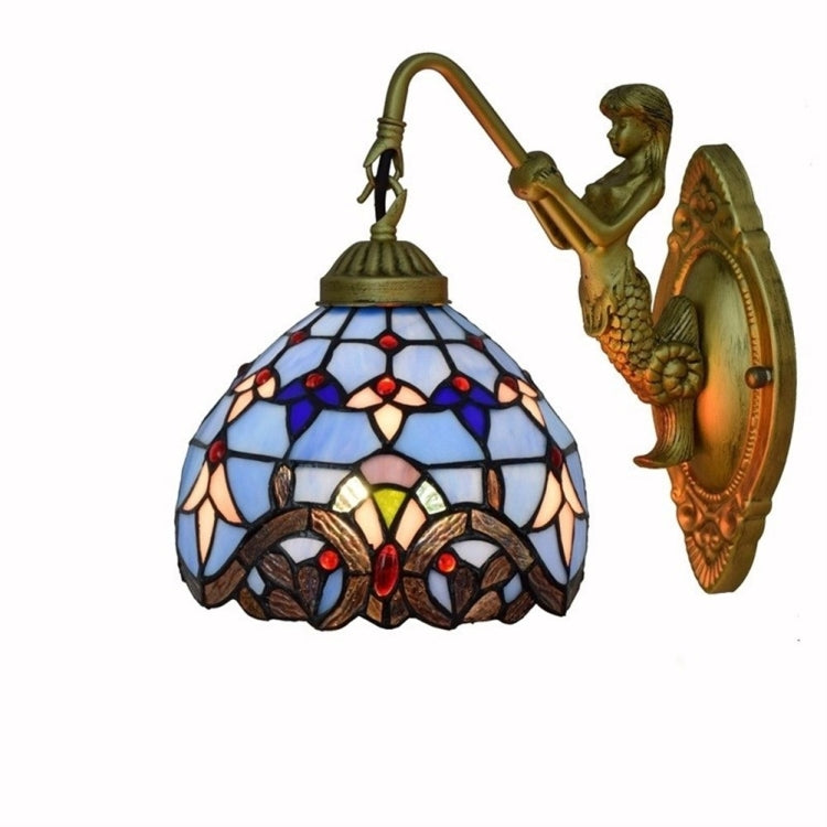 YWXLight Mediterranean Retro Stained Glass Living Room Dining Room Bedro