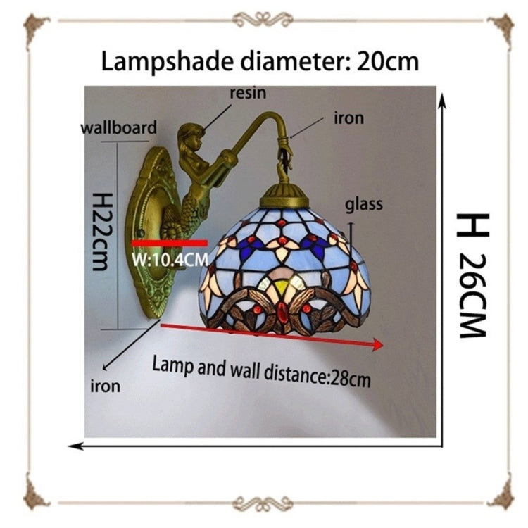 YWXLight Mediterranean Retro Stained Glass Living Room Dining Room Bedro