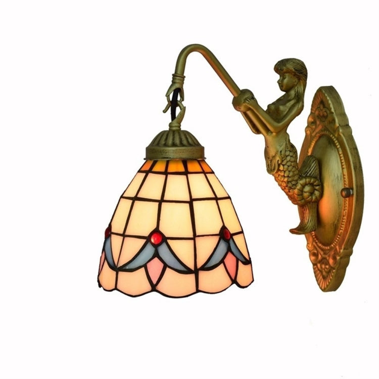YWXLight Magnolia Flower Retro Stain Glass Living Room Dining Room Bedroom Bar Club Aisle Balcony Wall Lamp