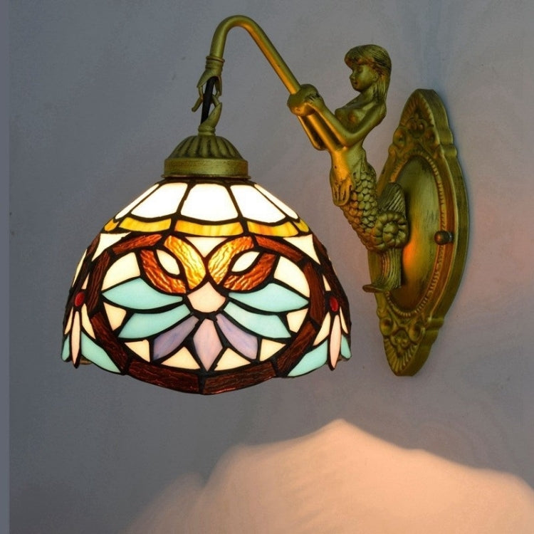 YWXLight Retro Stain Glass Living Room Dining Room Bedroom Bar Club Aisle Balcony Wall Lamp