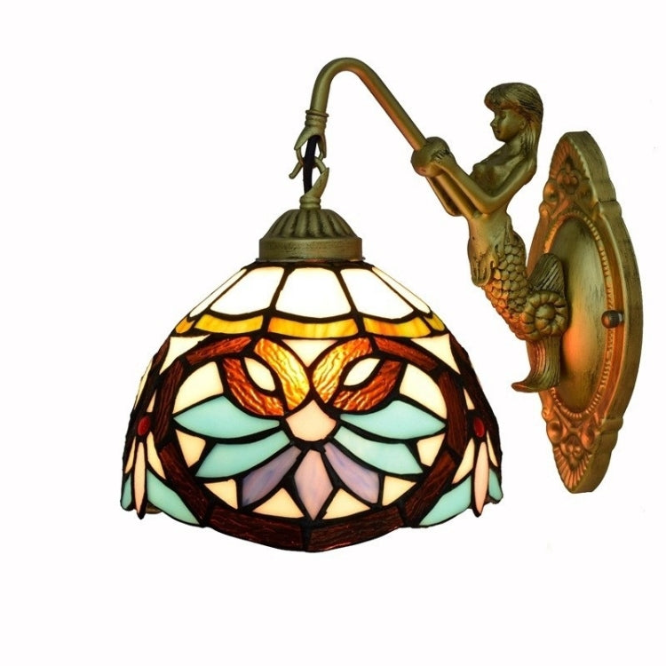 YWXLight Retro Stain Glass Living Room Dining Room Bedroom Bar Club Aisle Balcony Wall Lamp