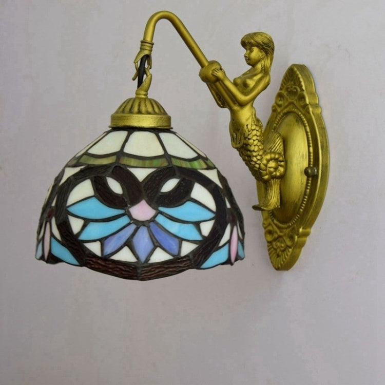 YWXLight Retro Stain Glass Living Room Dining Room Bedroom Bar Club Aisle Balcony Wall Lamp