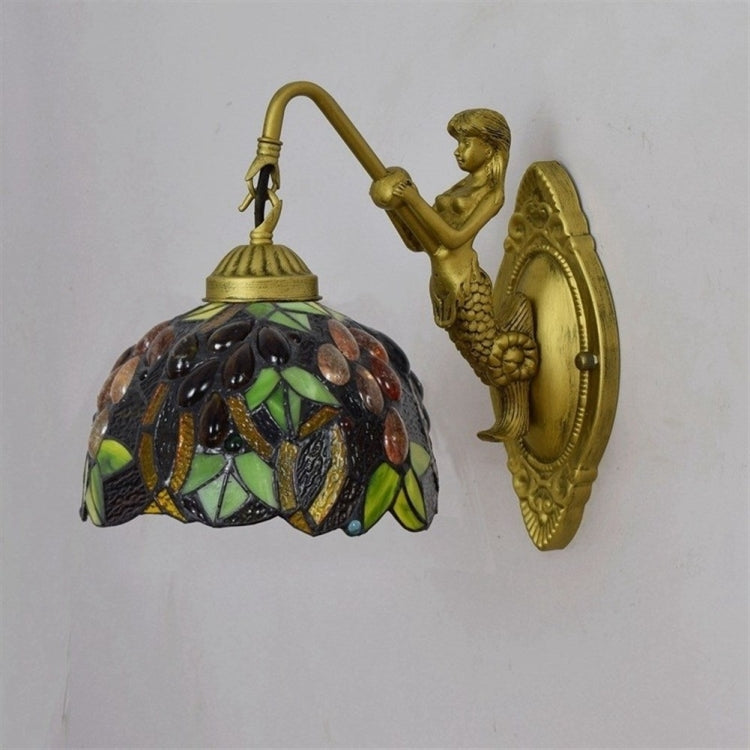 YWXLight Retro Stained Glass Living Room Dining Room Bedroom Bar Club Aisle Grape Creative Wall Lamp