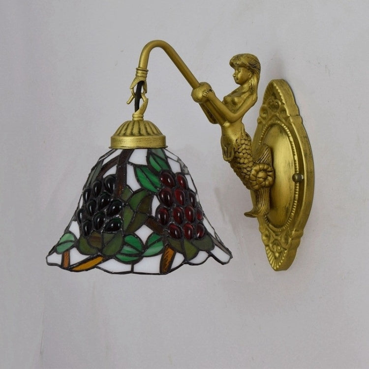 YWXLight Grape Beauty Retro Stained Glass Living Room Dining Room Bedroom Bar Club Aisle Wall Lamp