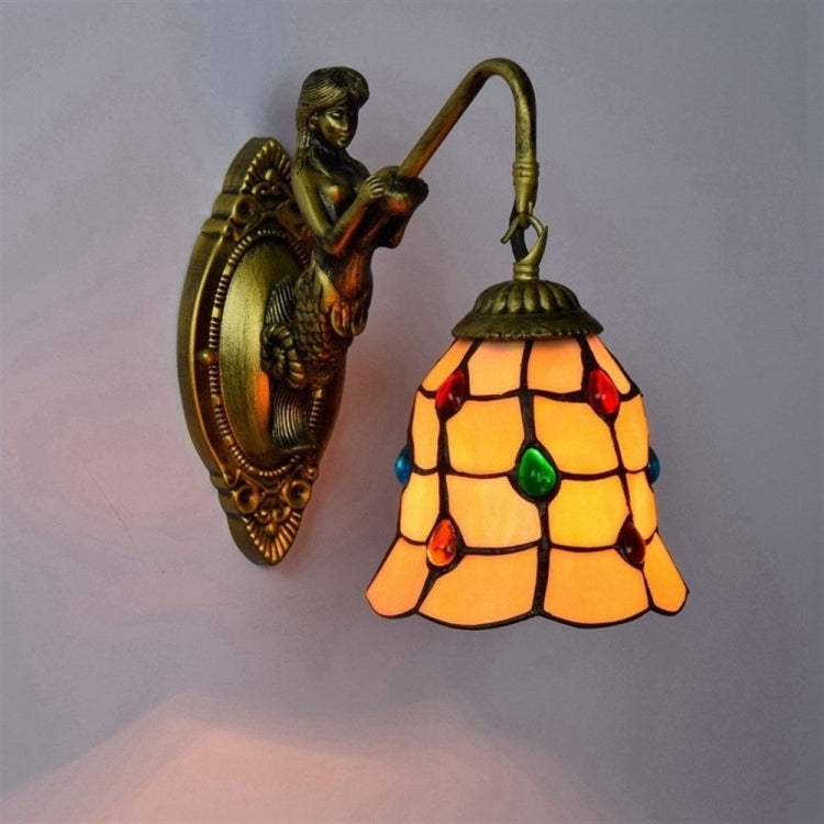 YWXLight Stained Glass Living Room Dining Room Bedroom Bar Club Aisle Colored Beads Decoration Wall Lamp