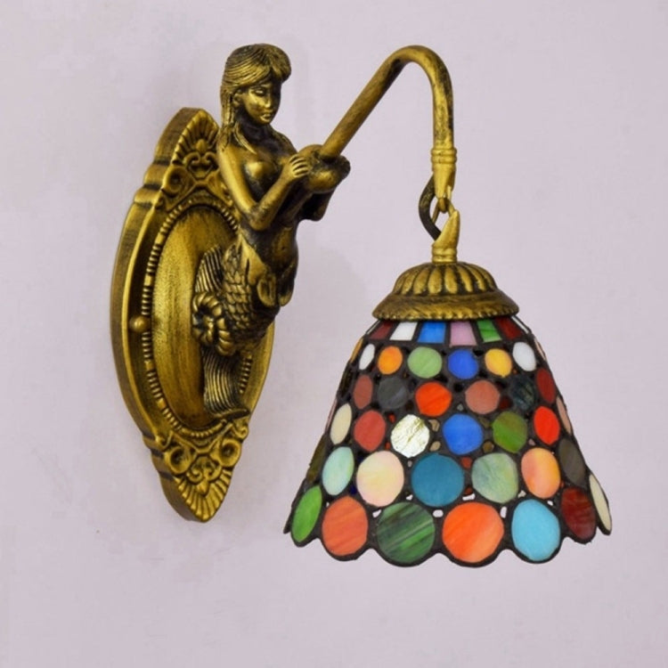 YWXLight Balcony Colorful Retro Tiffany Stained Glass Living Room Dining Room Bedroom Bar Club Aisle Wall Lamp