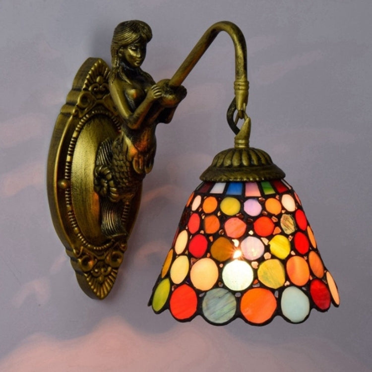 YWXLight Balcony Colorful Retro Tiffany Stained Glass Living Room Dining Room Bedroom Bar Club Aisle Wall Lamp