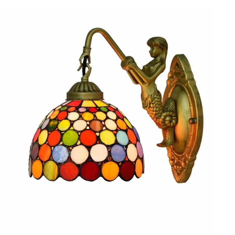 YWXLight Balcony Retro Stained Glass Living Room Dining Room Bedroom Bar Club Aisle Wall Lamp