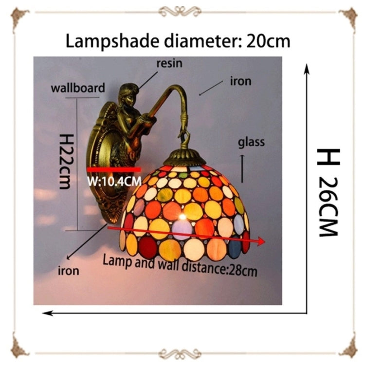 YWXLight Balcony Retro Stained Glass Living Room Dining Room Bedroom Bar Club Aisle Wall Lamp