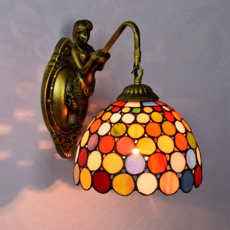 YWXLight Balcony Retro Stained Glass Living Room Dining Room Bedroom Bar Club Aisle Wall Lamp