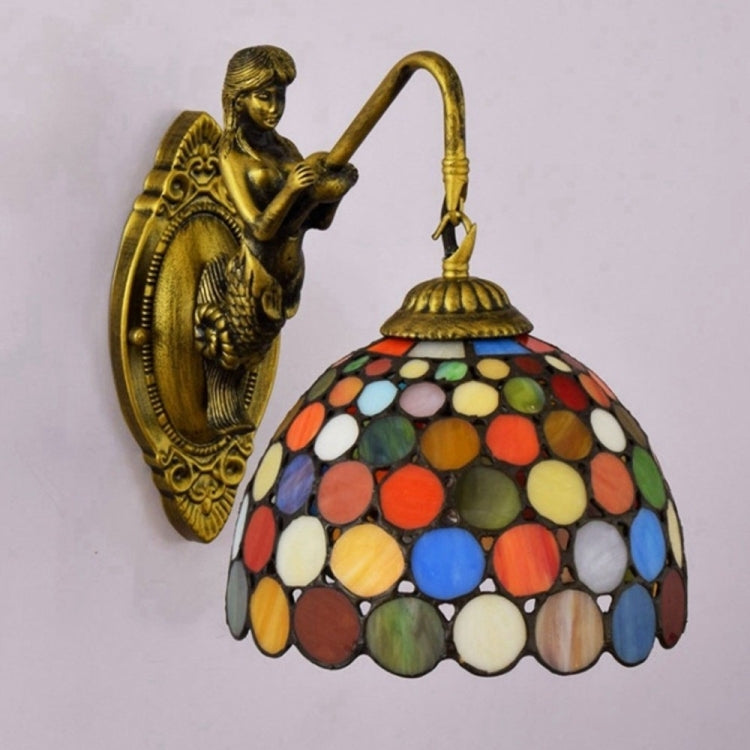 YWXLight Balcony Retro Stained Glass Living Room Dining Room Bedroom Bar Club Aisle Wall Lamp