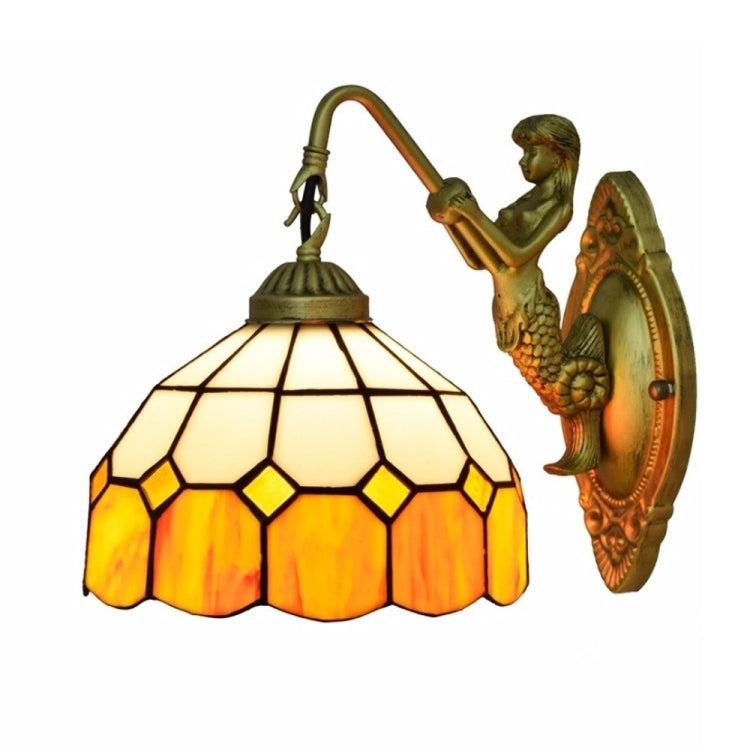 YWXLight Mediterranean Retro Stained Glass Living Room Dining Room Bedroom Bar Club Aisle Wall Lamp