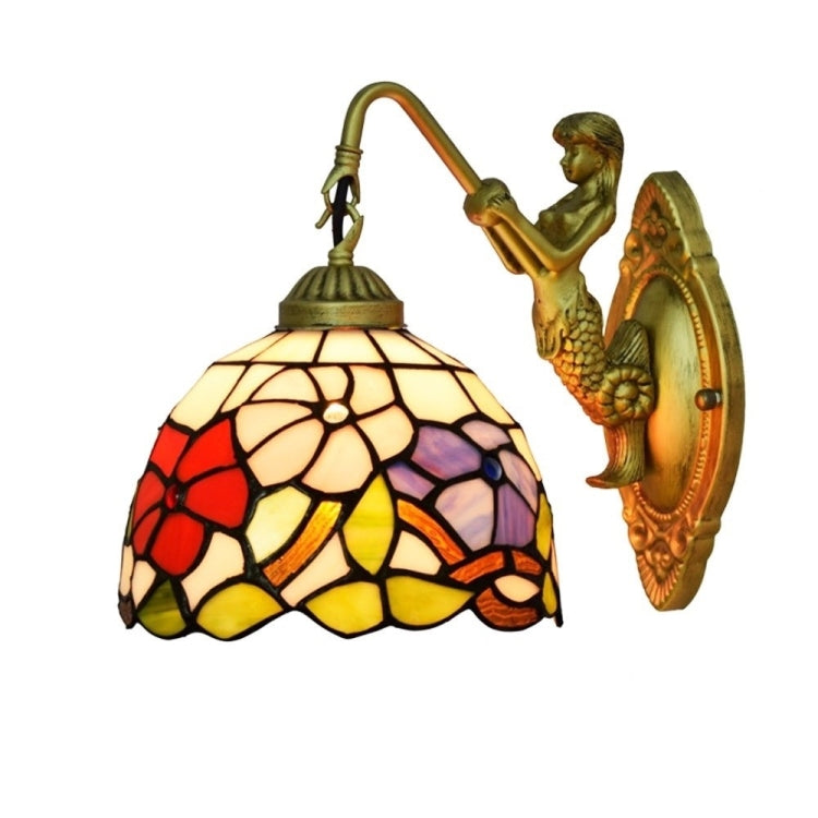 YWXLight Retro Stained Glass Living Room Dining Room Bedroom Bar Club Aisle Wall Lamp