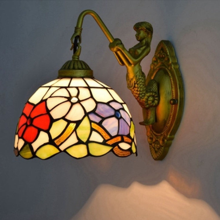 YWXLight Retro Stained Glass Living Room Dining Room Bedroom Bar Club Aisle Wall Lamp
