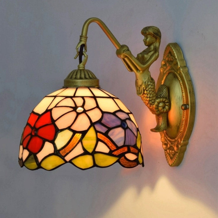 YWXLight Retro Stained Glass Living Room Dining Room Bedroom Bar Club Aisle Wall Lamp