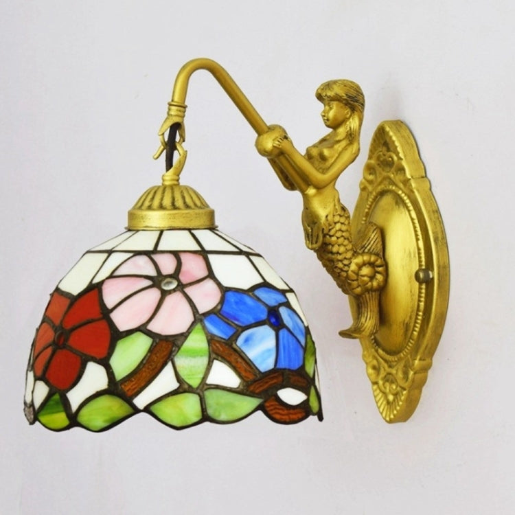 YWXLight Retro Stained Glass Living Room Dining Room Bedroom Bar Club Aisle Wall Lamp