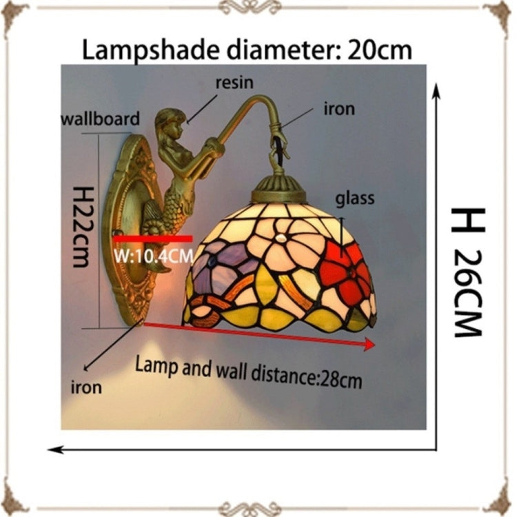 YWXLight Retro Stained Glass Living Room Dining Room Bedroom Bar Club Aisle Wall Lamp