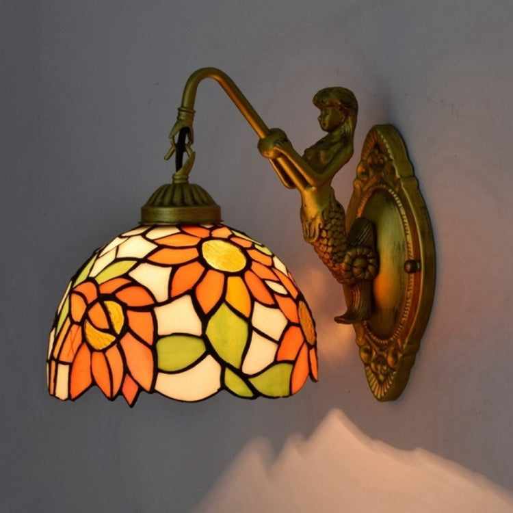 YWXLight Beauty Retro Garden Creative Stain Glass Living Room Bedroom Corridor Balcony Bar Wall Lamp