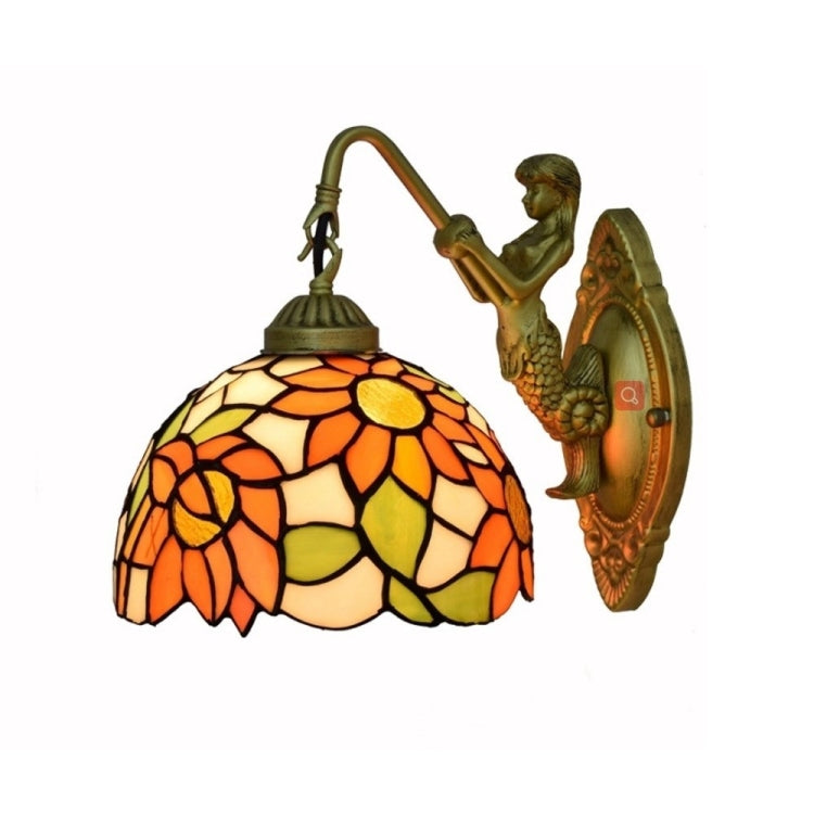 YWXLight Beauty Retro Garden Creative Stain Glass Living Room Bedroom Corridor Balcony Bar Wall Lamp