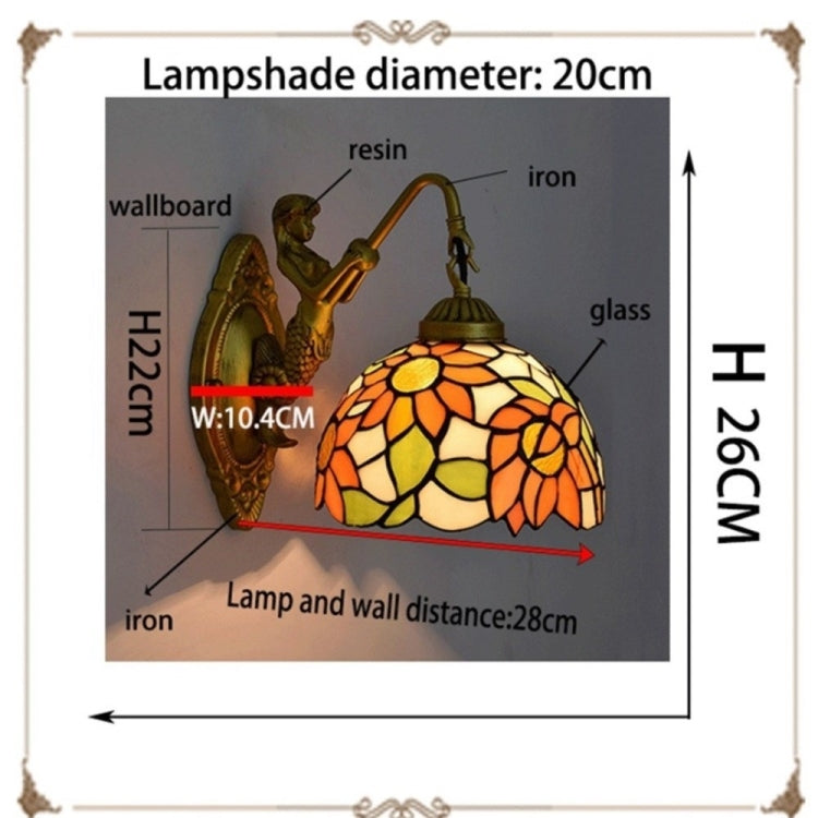 YWXLight Beauty Retro Garden Creative Stain Glass Living Room Bedroom Corridor Balcony Bar Wall Lamp