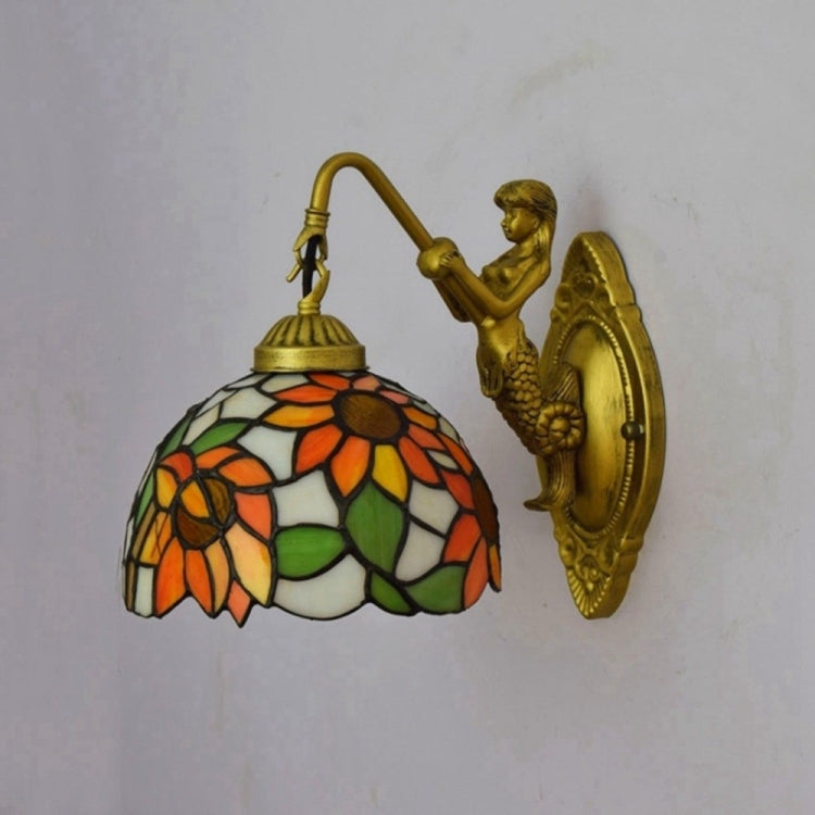 YWXLight Beauty Retro Garden Creative Stain Glass Living Room Bedroom Corridor Balcony Bar Wall Lamp