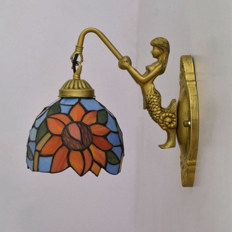 YWXLight Creative Mediterranean Sun Flower Retro Aisle Wall Lamp