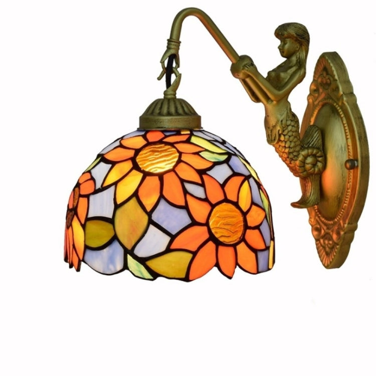 YWXLight Creative Sun Flower Stained Glass Living Room Dining Hall Aisle Corridor Balcony Spot Wall Lamp