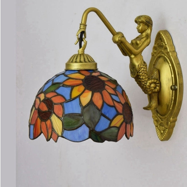 YWXLight Creative Sun Flower Stained Glass Living Room Dining Hall Aisle Corridor Balcony Spot Wall Lamp