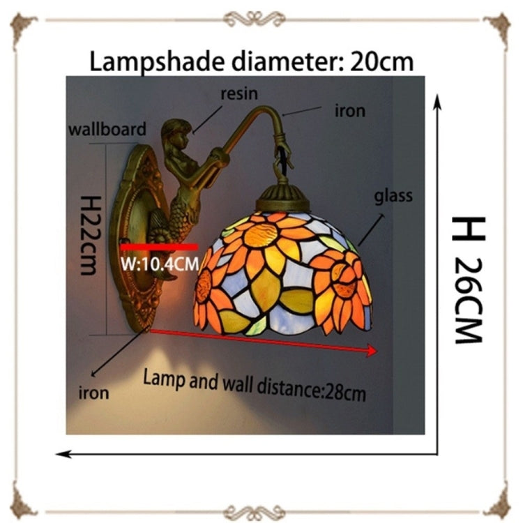 YWXLight Creative Sun Flower Stained Glass Living Room Dining Hall Aisle Corridor Balcony Spot Wall Lamp