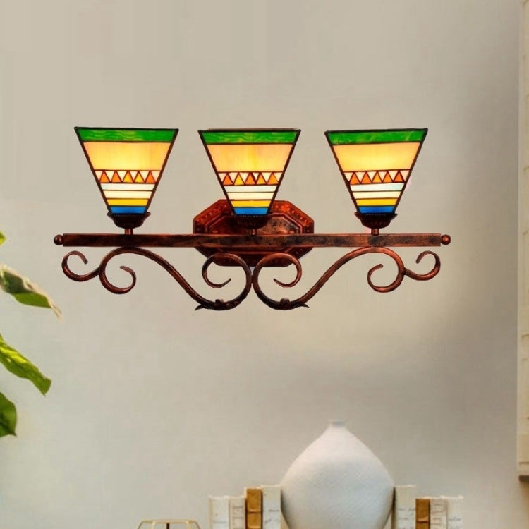 YWXLight Retro Three-head Glass Living Room Bedroom Decoration  Wall Lamp
