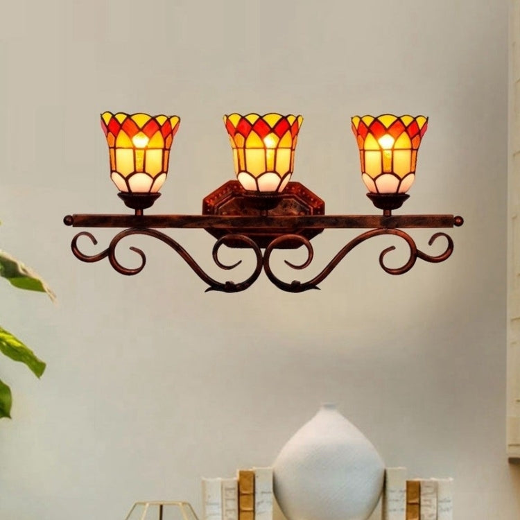 YWXLight Retro Three Heads Safflower Wall Lamp Mirror Living Room Bedroom Bar Place Decoration Light