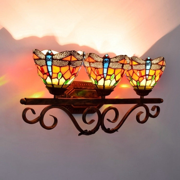 YWXLight Retro Dragonfly Color Three-heads Wall Lamp Mirror Headlight Corridor Bar Creative Decoration Light