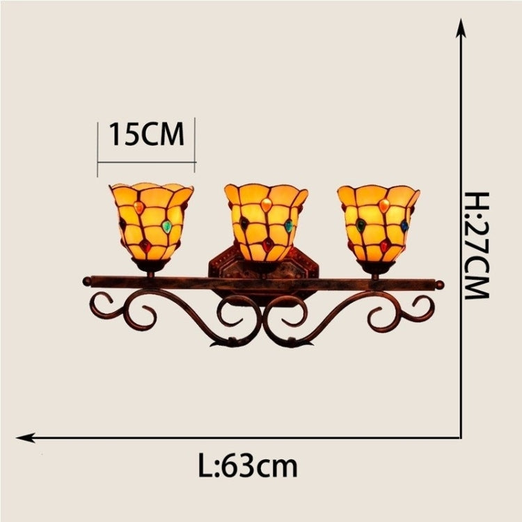 YWXLight Retro Glass Three-heads Wall Lamp Bedroom Living Room Corridor Decoration Light