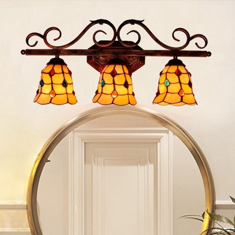 YWXLight Retro Glass Three-heads Wall Lamp Bedroom Living Room Corridor Decoration Light