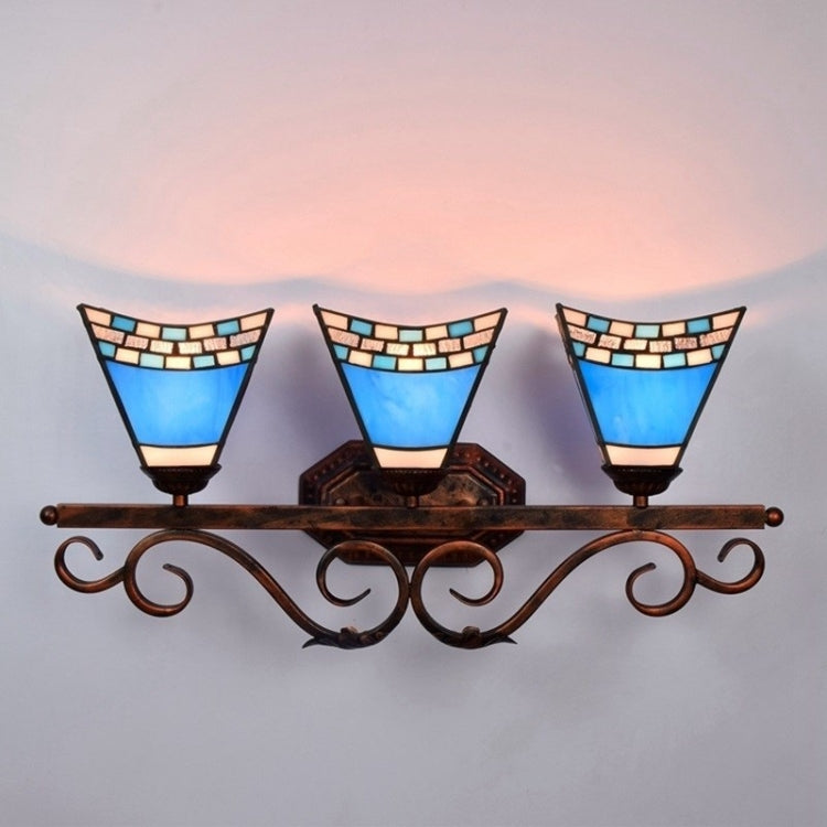 YWXLight Mediterranean Blue Glass Bathroom Mirror Headlights Corridor Bar Restaurant Decoration Wall Lamp