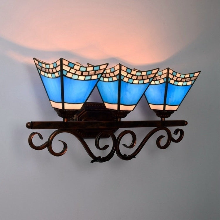 YWXLight Mediterranean Blue Glass Bathroom Mirror Headlights Corridor Bar Restaurant Decoration Wall Lamp