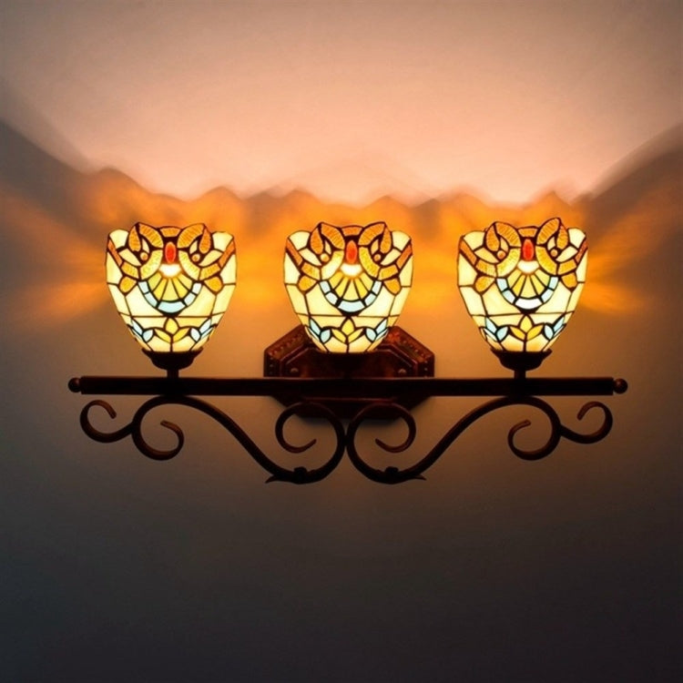 YWXLight Retro Creative Three-heads Wall Lamp Bathroom Mirror Headlights Romantic Atmosphere Decoration Light