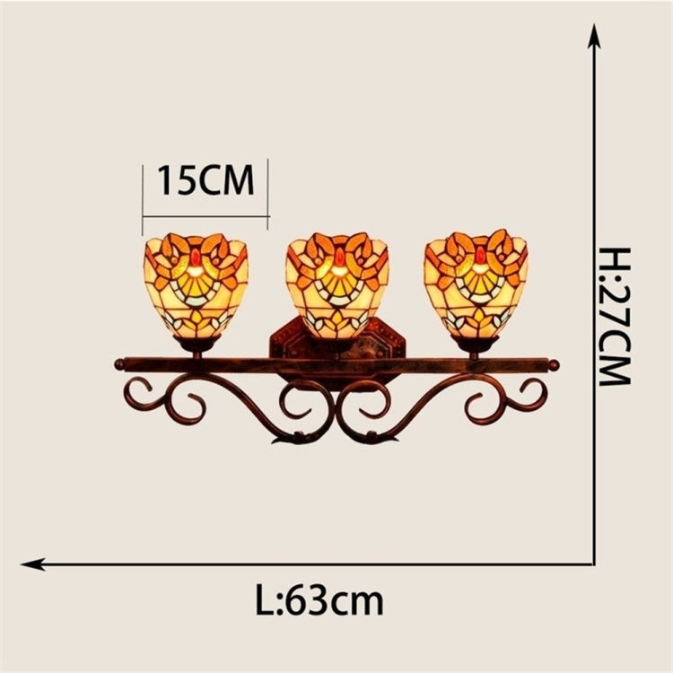 YWXLight Retro Creative Three-heads Wall Lamp Bathroom Mirror Headlights Romantic Atmosphere Decoration Light