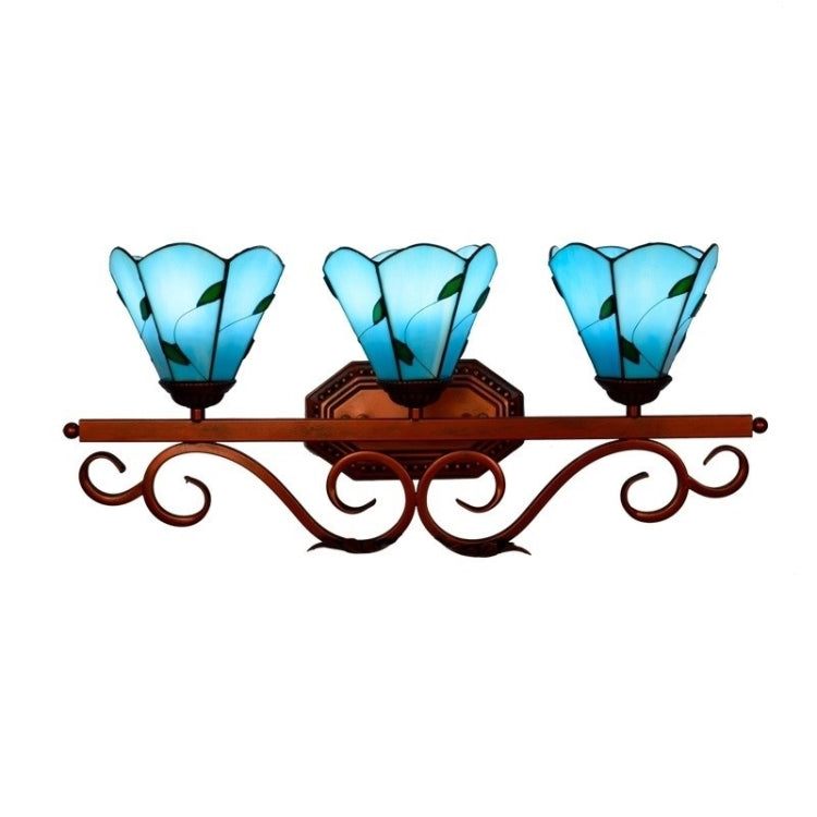 YWXLight Mediterranean Glass Three Heads Wall Lamp Corridor Bar Restaurant Bathroom Mirror Headlights Decorative Light