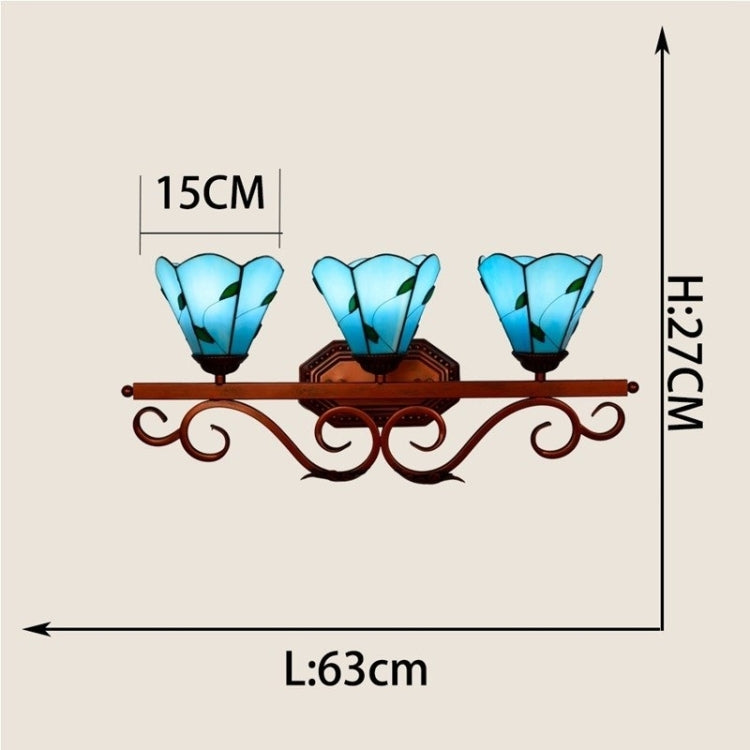 YWXLight Mediterranean Glass Three Heads Wall Lamp Corridor Bar Restaurant Bathroom Mirror Headlights Decorative Light