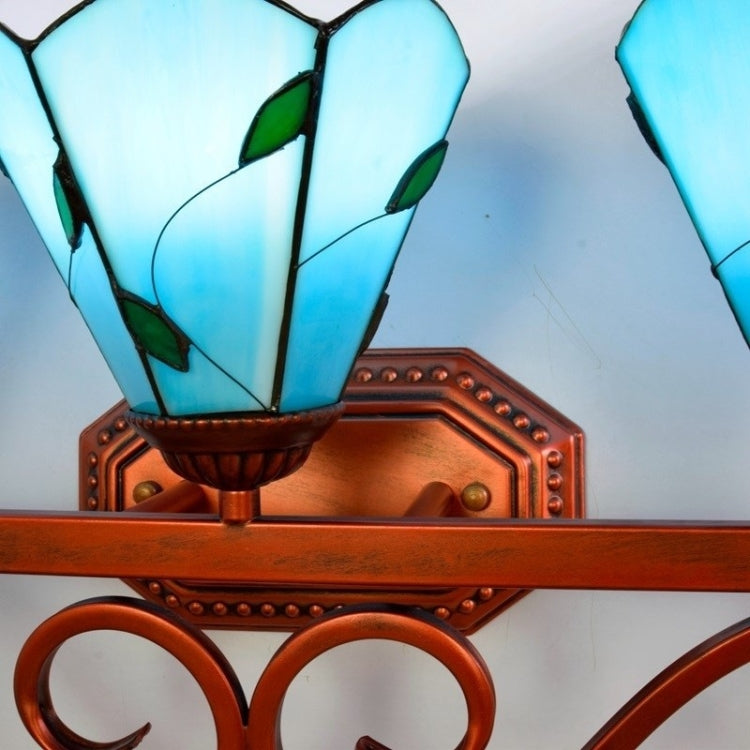 YWXLight Mediterranean Glass Three Heads Wall Lamp Corridor Bar Restaurant Bathroom Mirror Headlights Decorative Light