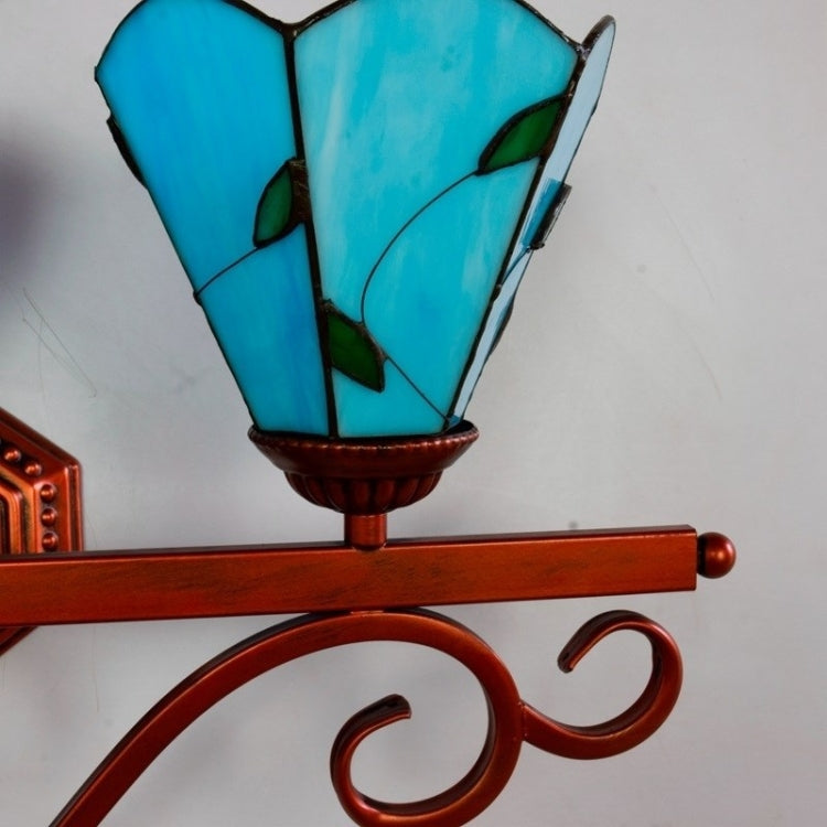 YWXLight Mediterranean Glass Three Heads Wall Lamp Corridor Bar Restaurant Bathroom Mirror Headlights Decorative Light