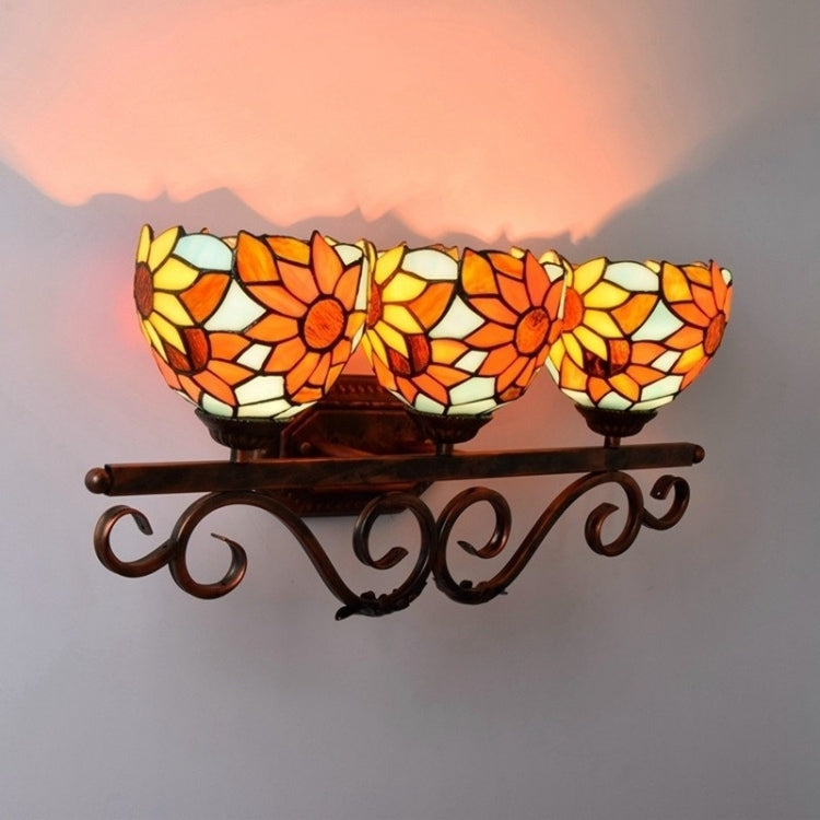 YWXLight Sun Flower Glass Three Heads Corridor Bar Restaurant Pastoral Bathroom Mirror Front Decoration Light