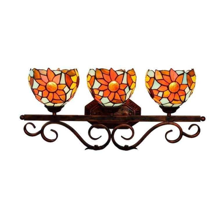 YWXLight Sun Flower Glass Three Heads Corridor Bar Restaurant Pastoral Bathroom Mirror Front Decoration Light