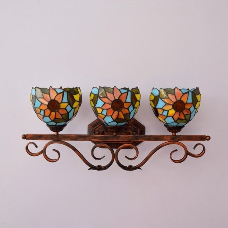 YWXLight Sun Flower Glass Three Heads Corridor Bar Restaurant Pastoral Bathroom Mirror Front Decoration Light