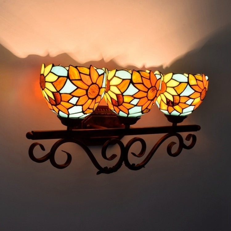 YWXLight Sun Flower Glass Three Heads Corridor Bar Restaurant Pastoral Bathroom Mirror Front Decoration Light