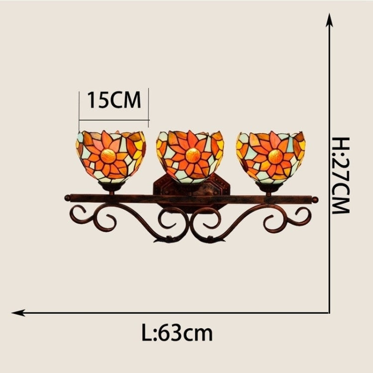 YWXLight Sun Flower Glass Three Heads Corridor Bar Restaurant Pastoral Bathroom Mirror Front Decoration Light