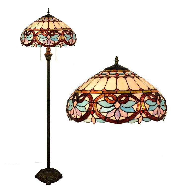 YWXLight Retro Glass Mosaic Lampshade Floor Lamp Living Room Dining Room Bedroom Decoration Light