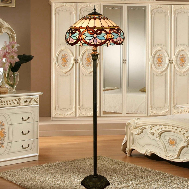 YWXLight Retro Glass Mosaic Lampshade Floor Lamp Living Room Dining Room Bedroom Decoration Light
